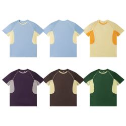 户外撞色拼接速干短袖T恤男女夏季宽松运动半袖情侣休闲上衣C3825