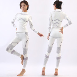 DEFU新款专业滑雪速干衣压缩保暖内衣滑雪服打底女款速干裤冬季