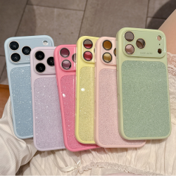 带镜头膜多巴胺色闪粉大视窗手机壳适用苹果iPhone17Promax/16Pro