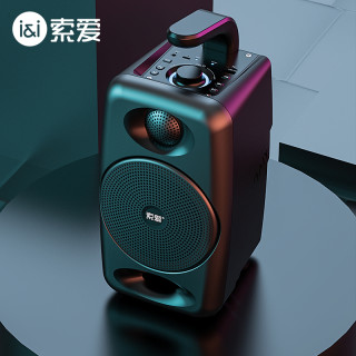 索爱 无线蓝牙音箱大音量音响话筒家用户外广场舞手提便携重低音炮
