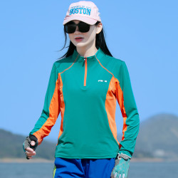 2026新款速干T恤女长袖弹力透气拼色显瘦遮肉防晒运动服跑步休闲