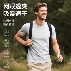灰壳户外美利奴羊毛速干衣男轻薄透气排汗抑菌徒步登山短袖t恤