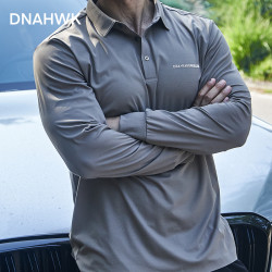DNAHWK男士户外运动翻领弹力速干春夏季宽松商务休闲长袖POLO衫