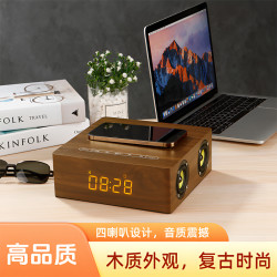 国立 Q5A喇叭多功能木质无线蓝牙时钟音响