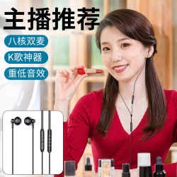 耳机入耳式双麦手机通用游戏耳麦唱歌直播游戏录音有线高音质耳塞