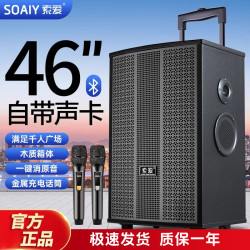 索爱 声卡音响一体机户外k歌唱歌大功率广场舞拉杆蓝牙音箱重低音