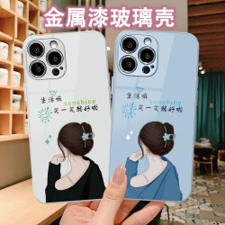 适用于苹果/华为/小米oppo/vivo高端个性女孩文字网红玻璃手机壳