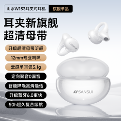 山水 W133耳机无线蓝牙蓝牙夹耳式续航超长双重降噪防水6.0