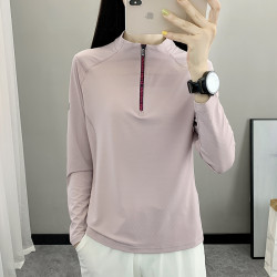 运动短袖速干T恤女户外花色夏季跑步健身排汗透气弹力立领快干衣
