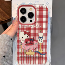 红色餐布KT猫适用苹果15手机壳华为iPhone13创意oppo软壳vivo小米