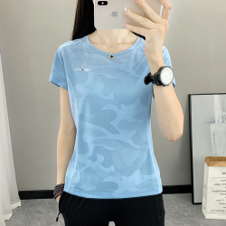 户外速干短袖T恤女夏季薄款圆领显瘦弹力运动跑步透气快干衣女