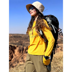 北京森林户外旅行登山显瘦弹力打底印花多色长袖亲肤速干衣T恤女