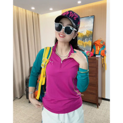 户外快干衣女长袖立领跑步T恤衫徒步登山透气凉感防晒运动休闲衣