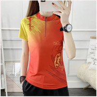 户外翻领速干衣女短袖t恤夏透气中国风运动服羽毛球衣半袖polo衫