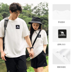 骆驼 户外速干棉T恤男女情侣夏季快干运动圆领宽松半袖短袖纯色T恤