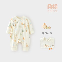 wismorni 新生儿连体衣春秋季初生婴幼儿衣服宝宝新款纯棉哈衣睡衣