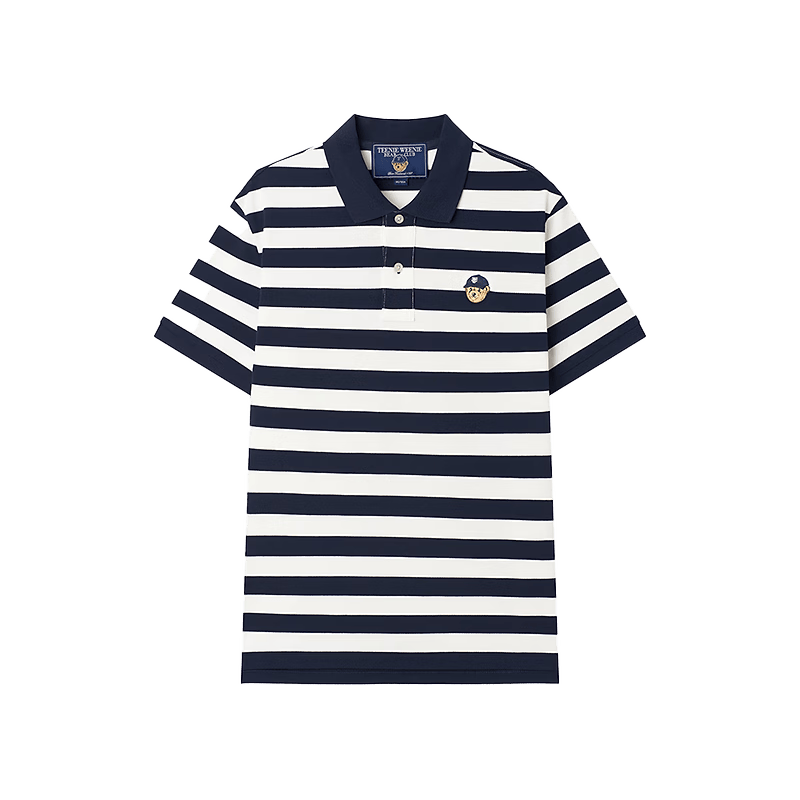 TEENIE WEENIE 撞色条纹 藏青色 2XL 男士POLO衫