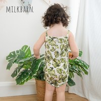 milkbarn 春夏新品婴儿吊带包屁衣两件套新生宝宝衣服哈衣爬服