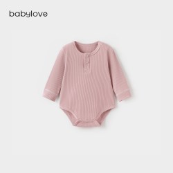 Babylove 婴儿包屁衣春秋季简约莫代尔棉三角哈衣爬服纯色居家睡衣