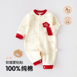 高探 婴儿衣服春秋季连体衣纯棉睡衣秋冬男女宝宝哈衣新生儿爬服家居服