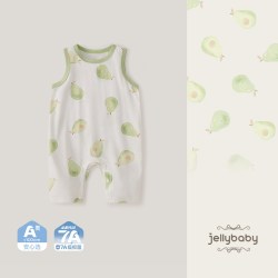 jellybaby [7A抗菌]宝宝哈衣女幼童夏日无袖爬服纯棉新生儿初夏哈衣婴儿衣服