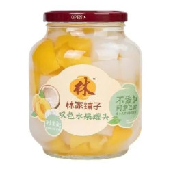 林家铺子 黄桃椰果  双色罐头1kg*2罐