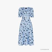限尺码:Kate Spade 夏日狂欢购品牌自营OUTLET V领泡泡袖收腰连衣裙碎花裙