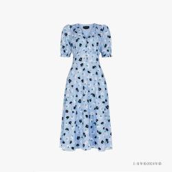 Kate Spade 夏日狂欢购品牌自营OUTLET V领泡泡袖收腰连衣裙碎花裙