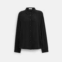 COACH 女款翻领纽扣直筒长袖衬衫衬衣