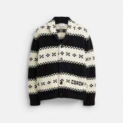 COACH 男款FW24青果领开衫费尔岛针织毛衣