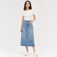 限尺码：COACH 女款中腰拉链牛仔长裙长裙