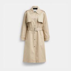 COACH 女款单排扣系带长款风衣