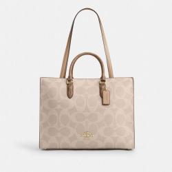 COACH MAGGIE系列拼色经典标志手提托特包