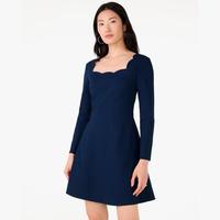Kate Spade 夏日狂欢购品牌自营U型领波浪边长袖收腰连衣裙A字裙