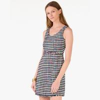 Kate Spade 夏日狂欢购品牌自营U型领粗花呢拼色编织条纹收腰连衣裙吊带裙
