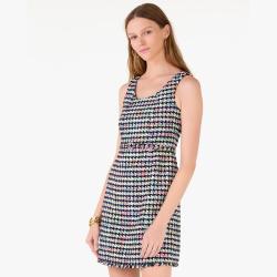 Kate Spade 夏日狂欢购品牌自营U型领粗花呢拼色编织条纹收腰连衣裙吊带裙