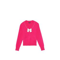 Kate Spade 七夕节礼物品牌自营时尚轻奢V领蝴蝶结亮钻装饰纯色女式毛衣