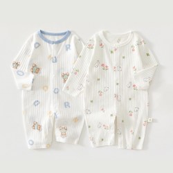 七贝乐 两件装婴儿衣服夏季薄款新生儿睡衣纯棉男女宝宝长袖空调服连体衣