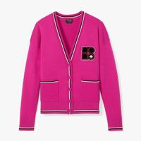 Kate Spade 七夕节礼物品牌自营时尚休闲V领桃心标学院绵羊毛女式针织衫