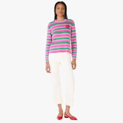 Kate Spade 七夕节礼物品牌自营时尚休闲圆领条纹拼色草莓长袖女式卫衣