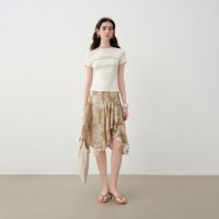 自巧 小个子修身圆领正肩字母印花T恤上衣女2026夏季新品抗菌舒弹