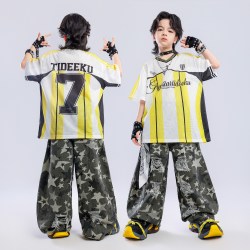 懒趣猪 儿童爵士舞hiphop少儿街舞演出服男女童炸街酷帅嘻哈套装星星迷彩