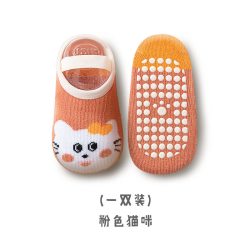 宝盖儿 婴儿学步地板袜卡通防滑袜套点胶绑带新生儿童袜室内宝宝学步袜子