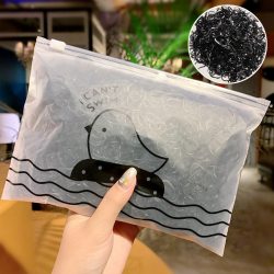 橡皮筋女扎头发黑色小皮筋一次性高弹力头绳皮套发绳耐用发圈儿童