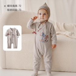 aqpa [暖姜倍暖绒]aqpa爱帕新生婴儿连体衣秋冬德绒加厚保暖宝宝哈衣萌