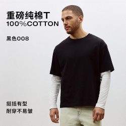 H&M 重磅纯棉正肩圆领短袖T恤