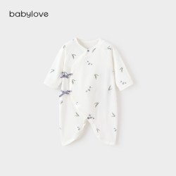 Babylove 新生儿蝴蝶衣春秋纯棉哈衣婴儿和尚服微酸盛夏