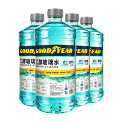 固特异 Goodyear）乙醇玻璃水0度新国标汽车强力去油膜特斯拉虫胶新能源雨刮水4瓶