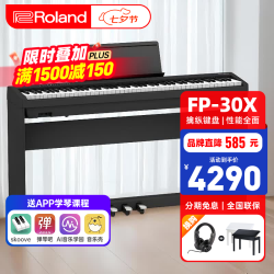 Roland 电钢琴FP30X重锤便携式电子钢琴成人儿童初学者入门智能考级钢琴 FP-30X黑