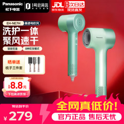 Panasonic 电吹风机 家用 高速负离子 大功率速干 恒温护发 生日礼物送男友女友 NE7H-莫奈绿